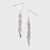 Boucles d'oreilles pendantes en acier inoxydable, faites à la main en frivolité avec fil blanc et lila , perles scintillantes