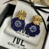 Boucles d'oreilles Sunny en acier inoxydable plaqué or, micro-crochet bleu nuit, subtiles et élégantes
