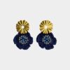 Boucles d'oreilles Sunny en acier inoxydable plaqué or, micro-crochet bleu nuit, subtiles et élégantes