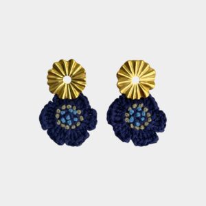 Boucles d'oreilles Sunny en acier inoxydable plaqué or, micro-crochet bleu nuit, subtiles et élégantes